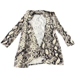 Carol Rose Womens Medium Snakeskin Print Open Front Cardigan Zipper Pockets